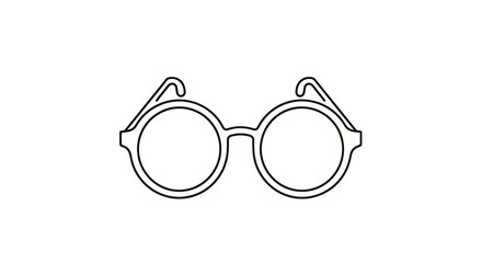 Minimalist black outline drawing of round eyeglasses icon.