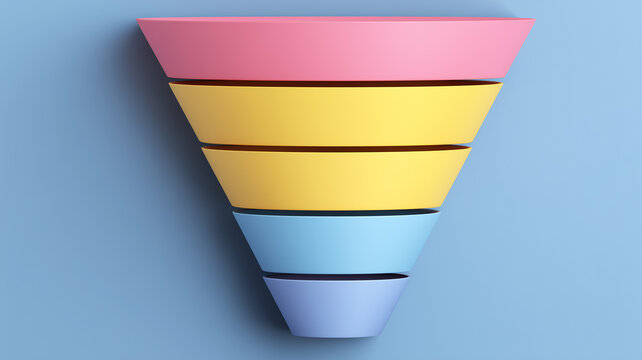 A multilevel marketing funnel illustration representing customer acquisition stages and strategic business conversion flow.
