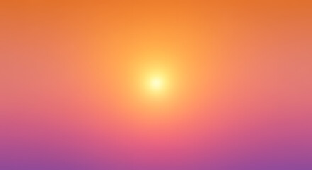 Fototapeta premium Vibrant sunset with a bright sun shining in the sky with orange, pink, and purple gradient colors