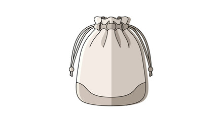 Simple Beige Drawstring Bag with Gray Accents and Cord Closure.