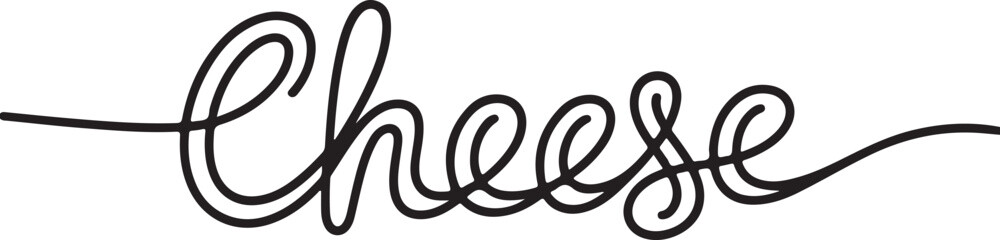 Continuous line drawing calligraphy text or typography for Cheese lover day, vector outline © Urmi Begum Urme