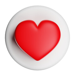 Red glossy heart button on white circle