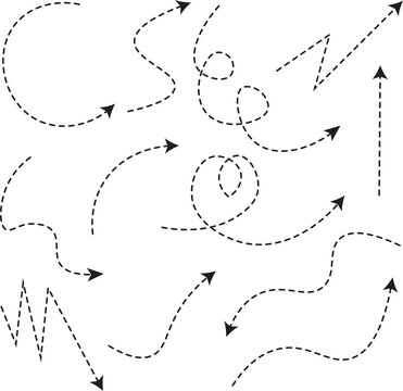 A complex pattern of arrows and dotted lines