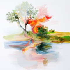 Captivating nature reflection serene lake abstract artwork tranquil setting artistic perspective