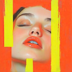 Dynamic portrait of model with bold colors in a modern vibrant studio environment