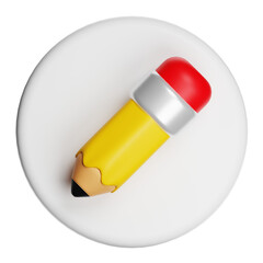 Yellow pencil 3d rendering edit icon concept