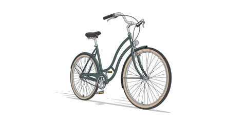 Obraz premium Vintage Dark Green City Bicycle Illustration with White Tires.