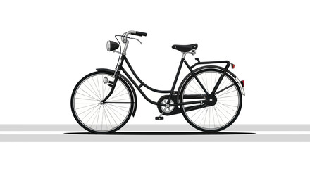 Obraz premium Classic Black Bicycle with Fenders and Headlight on White.