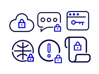 Cyber Security and Data Protection Line Icon Set