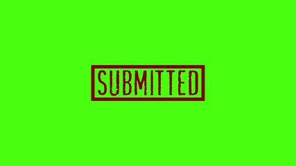 Submitted Stamp Animation isolated on green backgroud. submitted rubber stamp mark with red ink on green Background. 4k video.