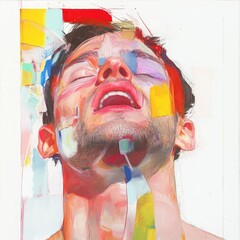 Emotional expression portrait abstract art studio vibrant colors close-up modern interpretation