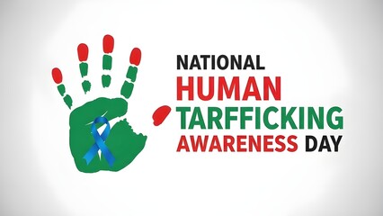National human trafficking awareness day logo with handprint and text