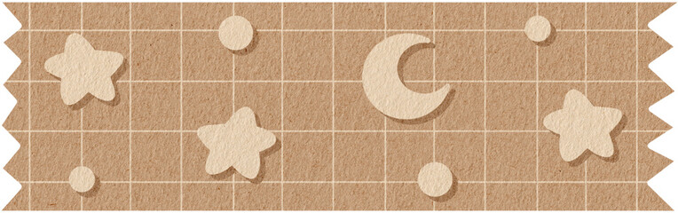 Kraft Night Sky Washi Tape - Stars and Moon Paper Texture Strip