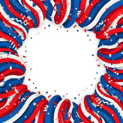 Obraz premium Patriotic red white and blue swirl border design