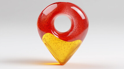 A glass location pin symbol representing navigation accuracy and modern geolocation technology for digital mapping solutions.
