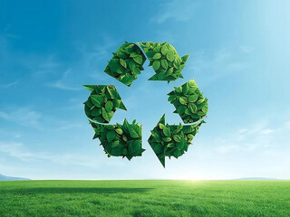葉でできたリサイクルマーク・環境と循環型社会イメージ