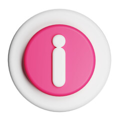 Pink 3d information icon button transparent background