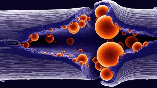 Severe Heat Damage In Human Hair Shaft Cross Section Ion-Abrasion Scanning Electron Micrograph For Trichology Research