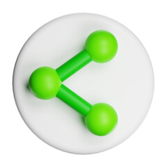 Green 3d share icon button on white background