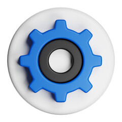 Blue 3d gear settings icon tool