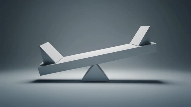 Minimal geometric objects slowly adjusting to achieve perfect balance symbolizing stability, harmony, and thoughtful design.