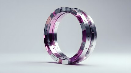 Abstract Geometric Ring with Colorful Glitch Effect.