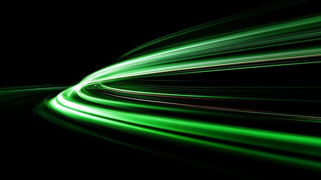Abstract Green Light Trails Speed Motion Blur Background. - Powered by Adobe