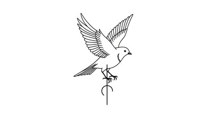 Fototapeta premium Bird in Flight Hand Drawn Illustration.