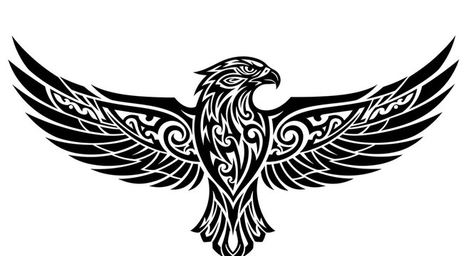 Black and White Eagle Illustration.