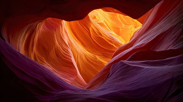 Antelope Canyon Swirling Rock Formations Bathed in Golden Light. - Powered by Adobe