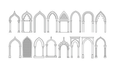 Naklejka premium Collection of Gothic and Traditional Architectural Arches for Design Projects