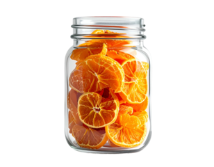 Sliced citrus fruit preserved in a glass jar