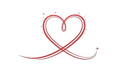 Elegant red heart symbol with sparkles on white background