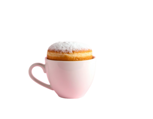 Sweet delight donut nestled in a pastel pink mug