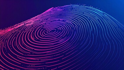 Vibrant fingerprint scan with pink and blue gradient lines