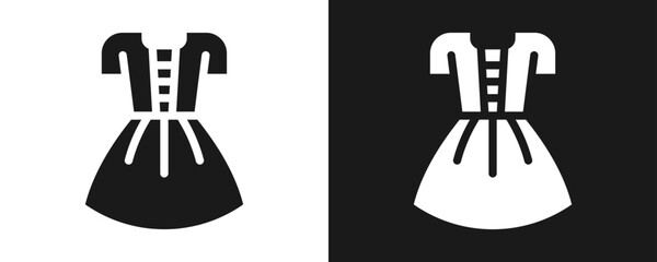 Dress Icon Set Glyph In White And Black Background