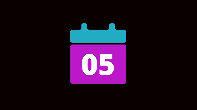 Calendar 05 Countdown Style Icon Animation. 05 Daily Calendar Icon Animation on Transparent Background