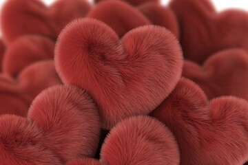 Detailed view of red heart shaped objects in cluster