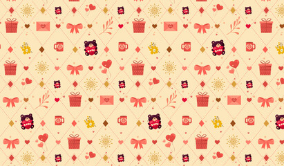 Seamless Pattern and Background Wrapping Paper Vector Design for Valentines Day. Abstract Background Valentine's day.