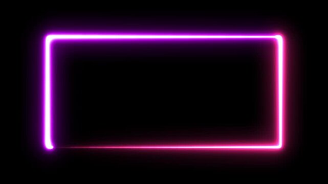 Neon Glowing Rectangle Frame on Black Background