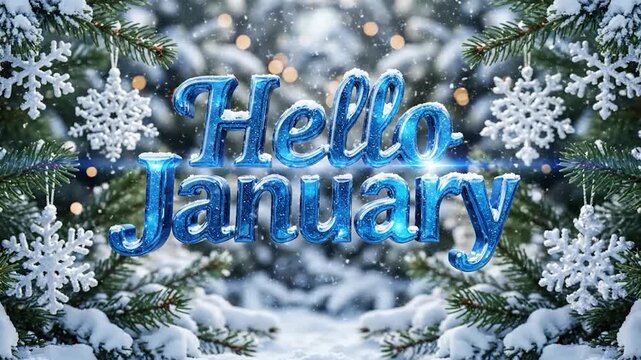 Hello January Winter Wonderland - A Festive New Years Greeting.