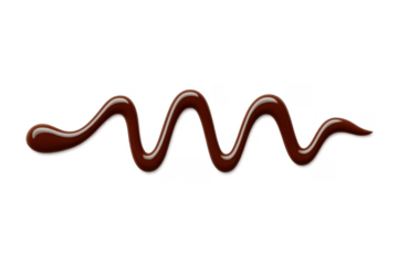 Melting chocolate syrup dripping zigzag shape on transparent background