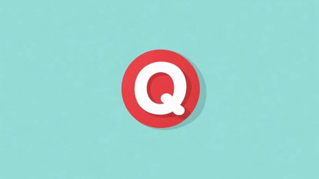 A white letter Q on a red circle against a light blue background, with a subtle shadow effect.