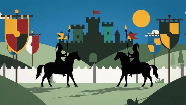 Medieval Knights Jousting Tournament at Castle.