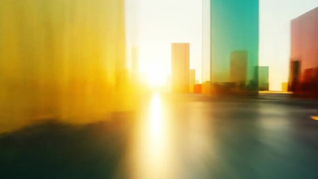 Abstract geometric cubes in sunlight with reflections colorful digital design