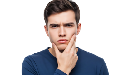 young man touching face with pain