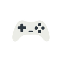 Minimalist White Game Controller Icon on a Clean Background.