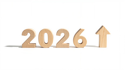 Wooden Numbers 2026 with Upward Arrow 1.