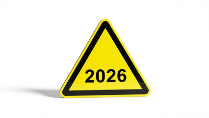 Yellow Warning Triangle Sign with 2026.