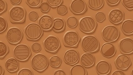 Obraz premium Seamless Pattern of Wax Seals with Various Embossed Designs.